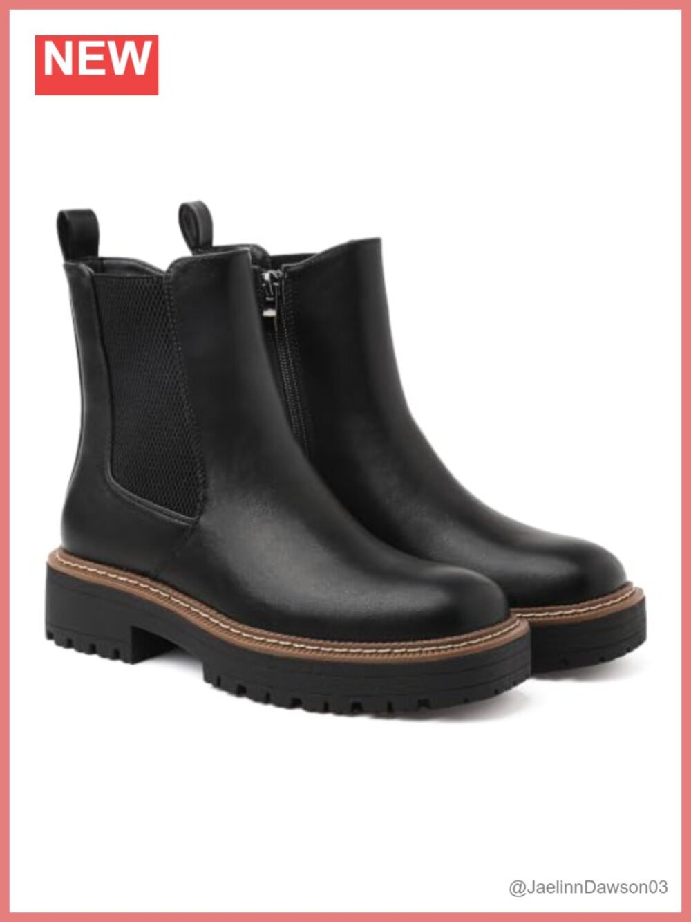 Women's Faux Leather Chelsea Ankle Boots Square Toe Chunky Slip-On